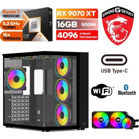 Resim MSI Gaming Pc Ddr5 – Rx 9070 Xt 16 GB – Ryzen 7 9800X3D – 32GB – 64GB Ddr5 Ram – 1 Tb M.2 SSD – Windows 11 Pro – Sıvı Sogutmalı Masaüstü Bilgisayar 