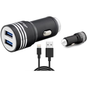 Resim Teknoloji Gelsin Auris 3.1a Metal Hızlı Lightning Iphone Kablo 2 Usb Girişli Araç Oto Şarj Başlığı Çakmaklık -siyah- 