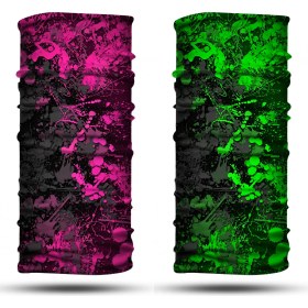 Resim Dair Aksesuar Pembe Yeşil Boya Desenli 2'li Set Boyunluk Bandana Outdoor Balaklava Yüz Maskesi Kafa Bandı 