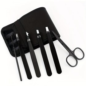 Resim 6 Parça Kaş Seti - Kesme, Şekillendirme ve Peeling için Çok Fonksiyonlu Kaş Bakım Seti - Kaş Cımbızı, Fırça ve Makas İçerir 