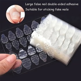 Resim 600 adet/25 Sayfa Su Geçirmez Nefes Alabilen Güçlü Yapışkan Jöle Yapıştırıcı Sahte Tırnak Stickerları, Sahte Tırnak Uygulaması için Çift Taraflı Tırnak Etiketleri 