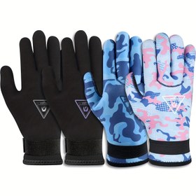 Resim VOFIW 3mm Anti-Freeze Diving & Fishing Eldivenleri - Kaymaz Tutuşlu, Aşınmaya Dayanıklı Neopren, Ayarlanabilir Toka Kapanışı, Erkekler İçin Siyah Renkli Şeritli, Soğuk Hava Aktiviteleri İçin Dayanıklı ve Rahat, Balıkçılık Aksesuarı, Su Sporları Ekipmanı, Şık Eldiven Tasarımı, Dayanıklı Eldiven Malzemesi 