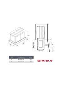 Resim Starax Teleskopik Raylı Paslanmaz Çöp Kovası 16 Lt.gri Çok Renkli 