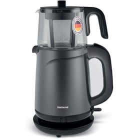 Resim HOMEND Orginal Cam Demlikli Çay Makinesi Royal Tea 1743h Siyah Gri 