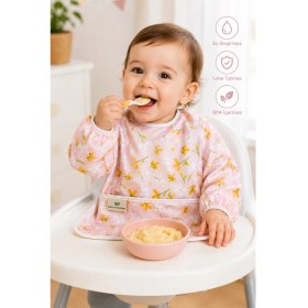 Resim Lulunun Renkleri Su Geçirmez Uzun Kollu Bebek Mama Önlüğü - Etkinlik ve Blw Önlüğü Kolay Temizlenebilir, 6-24 Ay 