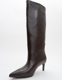 Resim Luvi Shoes Camila Kahverengi Cilt Kadın Topuklu Çizme Kahverengi Deri 