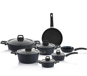Resim Schafer Dark Storm Granit Tencere Seti 12 Parça Siyah 