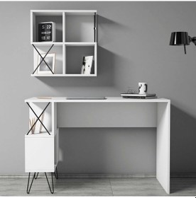 Resim Variant Extra Raflı Çalışma Masası Ve Kitaplık Takımı - Beyaz 