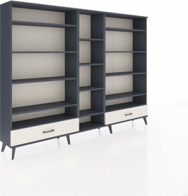 Resim Arges Dolap 14 Raflı 2 Çekmeceli 220x30x163 Antrasit-antrasit/aytaşı Antrasıt/aytası - Antrasıt 