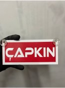 Resim Kırmızı Renk Üzeri Beyaz Renk Çapkın Yazılı Vantuzlu Cam Süsü 