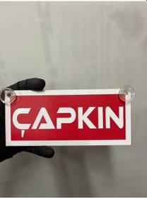 Resim Kırmızı Renk Üzeri Beyaz Renk Çapkın Yazılı Vantuzlu Cam Süsü 