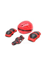 Resim Çocuk Kask Dizlik Dirseklik Eldiven Koruyucu Set 7 Parça Kırmızı 