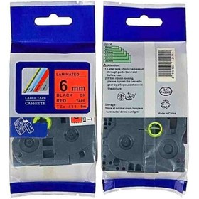 Resim Brother Tze-411 Kırmızı Üzerine Siyah Muadil Etiket 6mm 