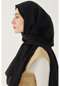 Resim Mirsoy Scarf Düz Pamuk Şal - Siyah Siyah 