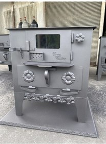 Resim Şömineli Fırınlı Odun Sobası, Camlı Karadeniz Kuzinesi, El Yapımı 