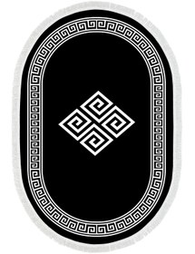 Resim Alanur Home Eko Trend Djt Yıkanabilir Kaymaz Taban Oval 3 Lü Yatak Odası Takımı 656m Modern Siyah 