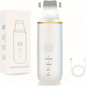 Resim 4-in-1 Beyaz Yüz Temizleyici Altın Kenarlıklı - Derin Gözenek Temizliği, Siyah Nokta Giderme ve Peeling Aracı, USB Şarj Edilebilir, Ergonomik Tasarım Tüm Beyaz Bej Tipleri İçin, Gözenek Temizleme Cihazı, Şık Cilt Bakım Cihazı, Değiştirilebilir Başlıklar 