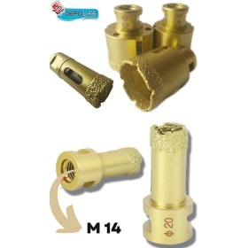Resim Depolife 10 mm Granit Mermer Seramik Fayans Beton Taş Delme Panç Spiral Avuç Taşlama Matkap Uyumlu M14 Aparat 