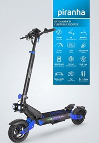 Resim Piranha 5025-M 1000W 48V 15Ah 50-60 KM Menzil Katlanabilir Çift Süspansiyon Off-Road Lastik Elektrikli Scooter 