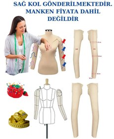 Resim Manken İstanbul Sünger Komple Iğne Batabilen Seyyar Sol Ve Sağ 36/38/40 Beden Uyumlu Prova Mankeni Kolu 
