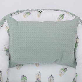 Resim Babynest ve Yastık - Çift Taraflı - Yeşil Petek - Yeşil Tüy 