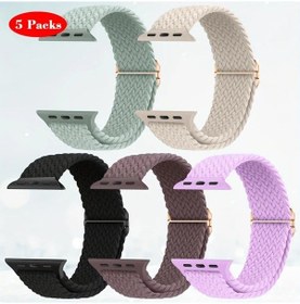 Resim Cloud011 5lı Örgülü Solo Loop Esnek İwatch Kayışı 38 40 41mm Lavender Palm 