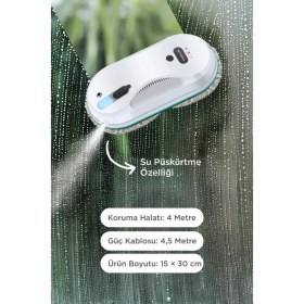Resim Torima Cam Silme Temizleme Robotu Uzaktan Kumandalı Su Püskürtmeli S9 Beyaz 