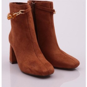 Resim Dgn 22k420-22k Kadin Kalin Zincir Aksesuarli Topuklu Bot 22K420-1710-R1783 Taba 