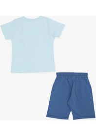 Resim Breeze Girls & Boys Erkek Çocuk Şortlu Takım Mutlu Dinozor Aile Baskılı 1-4 Yaş, Açık Mavi-açık Mavi Açık Mavi 