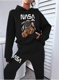 Resim LAND MODA Kadın Panda Baskılı Sweatshirt Alt Üst Eşofman Takımı 