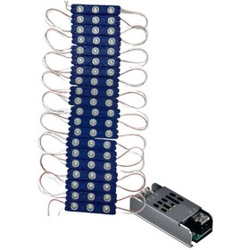 Resim 20 Adet 12 Volt 1.2 Watt 3 Lensli Turkuaz 2835 Smd Led Modül Ip65 5a Slim Trafo Set 