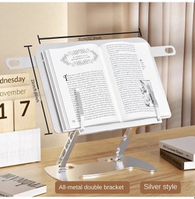 Resim Xuweiwei Silvery 10 13 Inç Ayarlanabilir Tam Metal Masaüstü Kitap Standı 