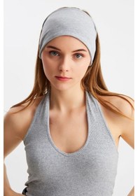 Resim Kadın Çift Taraflı Kullanım Alternatifli Pamuklu Penye Kaymaz Hafif Spor Saç Bandı Bandana - Tek Ebat / Açık Gri Açık Gri 