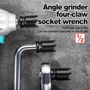 Resim 1 adet Ağır Hizmet Dört Çeneli Taşlama Anahtarı - Mekanik İşlem, Metal Yapı, Açı Taşlama Ajustmanı ve Tekerlek Çıkarma için Elektrik Gerektirmez, Krom Kaplama, Standart Boyut, Kendin Yap Projeleri için Araç, Ayarlanabilir Araç, Şık Metalik Kaplama, Dayanıklı Yapı 