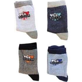 Resim Butik Erkek Çocuk 4 Adet Soccer Yazılı Soket Çorap Çok Renkli 