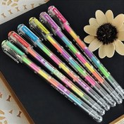 Resim 6 Renkli Glitter Jel Kalem, İnce Uçlu Gökkuşağı Gradyan Kalemler, Renkli Kalemler ve Markörler Üzerinde Vurgulama İçin Uygun 