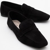 Resim Morne Siyah Süet Hakiki Deri Kadın Loafer Ayakkabı SIYAH SUET 