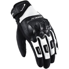 Resim Motosiklet Kışlık Eldiven Waterproof Oxford Ve Deri Kumaş Premium Motor Korumalı Eldiveni Beyaz 