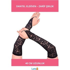 Resim Letsii Parmak Askılı Zarif Dantel Eldiven 40 Cm Çok Renkli 