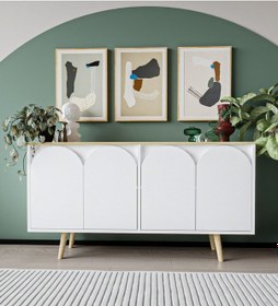 Resim Venezia Ahşap Ayaklı Bohem Konsol Safir Meşe-beyaz 150 Cm 