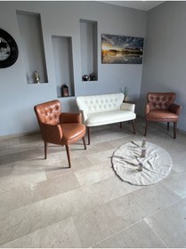 Resim Azra Mobilya Azra Aksesuar Deri Ofis Mobilya Takımı Büro Mobilyası Ahşap Ayak 