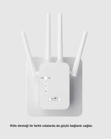 Resim Zengemtx 300mbps Wifi Menzil Genişletici 4 Antenli Wpa3 Güvenlikli Priz Tipi Repeater 