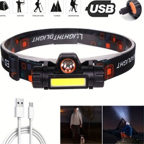 Resim Ultra Parlak Şarj Edilebilir LED Baş Lambası COB ile - Hafif, Dış Mekan Kampı & Acil Arama Işığı için Ayarlanabilir 