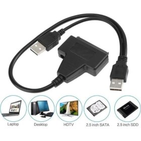 Resim TeknoKapsül USB 2.0 2.5 3.5 Inç Sata SSD HDD Hard Disk Dc Güç Çevirici Dönüştürücü Adaptör Kablosu ve Uyumlu Adaptör 