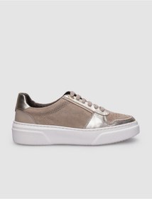 Resim Cabani %100 Hakiki Deri Bej Bağcıklı Kadın Sneaker 