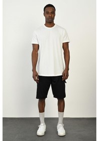 Resim R-4374 Bel Lastikli Kargo Cep Dalgıç Şort Siyah 