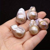 Resim 1 Adet Doğal Tatlısu Barok İnci - Büyük Bohem Balık Kuyruği İncisi (1.8x3cm) Çok Renkli Işıltılı (Beyaz/Pembe/Altın 