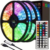 Resim Uzaktan Kumandalı, USB Güçlü, Ayarlanabilir Parlaklık ve Renk Modları ile 5.0 metrelik RGB LED Şerit Işıkları, TV, Oda, Merdivenler, Tatiller için Çoklu Aydınlatma Efektleri - Şarj Edilemeyen Düğme Pil Dahil 