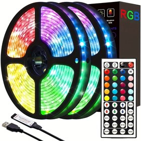 Resim Uzaktan Kumandalı, USB Güçlü, Ayarlanabilir Parlaklık ve Renk Modları ile 5.0 metrelik RGB LED Şerit Işıkları, TV, Oda, Merdivenler, Tatiller için Çoklu Aydınlatma Efektleri - Şarj Edilemeyen Düğme Pil Dahil 