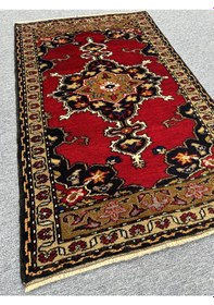 Resim Burak Halı El Dokuma Kırmızı 88 x 142 CM %100 Yün Kök Boya Yörük Halısı 